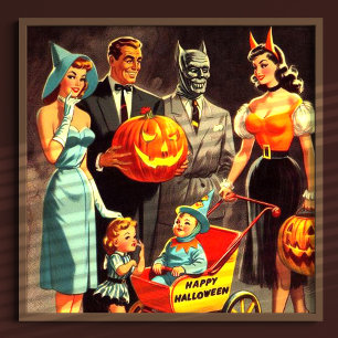 Póster Ilustracion Vintage Halloween