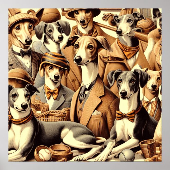 Póster Ilustracion vintage italiano Greyhound (Frente)