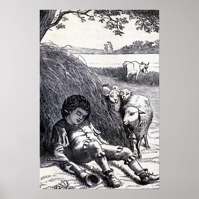 Póster ilustracion vintage "Little Boy Blue" (Frente)