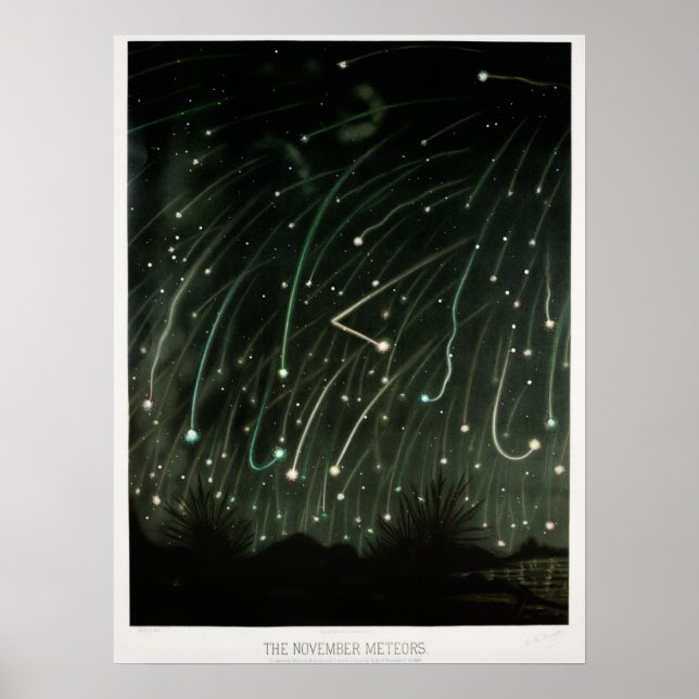 Póster Ilustracion Vintage Meteor Shower (Frente)