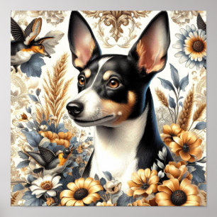 Póster Ilustracion Vintage Rat Terrier