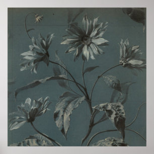 Póster Ilustracion vintage victoriano de flores de margar