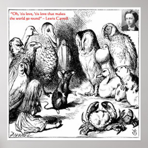 Póster Ilustracion y cita de Lewis Carroll con aspecto de