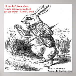 Póster Ilustracion y cita de Lewis Carroll con aspecto de