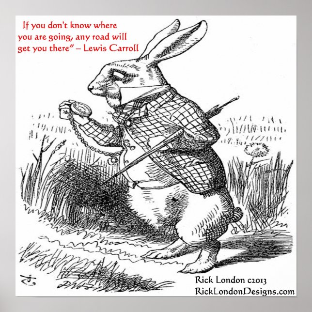 Póster Ilustracion y cita de Lewis Carroll con aspecto de (Frente)
