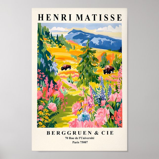 Póster Ilustracion Yellowstone, Poster del Parque Naciona (Frente)