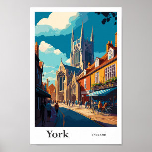 Póster Ilustracion York Inglaterra Viaje Viaje Viejo