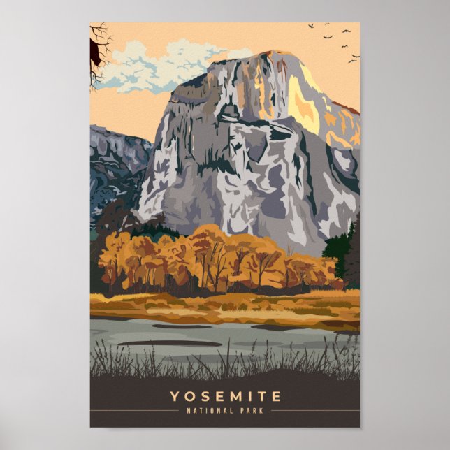 Póster Ilustracion Yosemite California USA Travel Place (Frente)