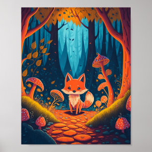 Póster Ilustracion zoológico Fox Fantasy