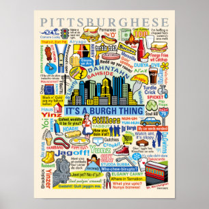 Póster Ilustraciones de Pittsburghese de la diversión de