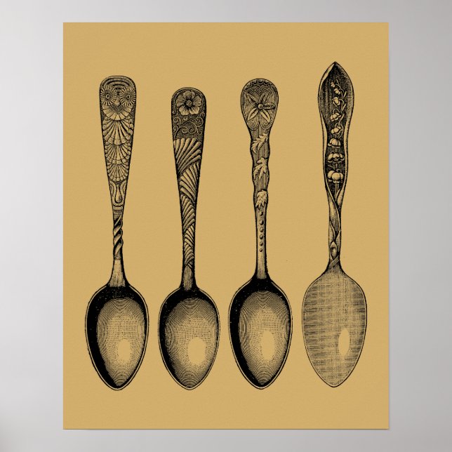 Póster Ilustraciones de Silverware Antique Spoon (Frente)