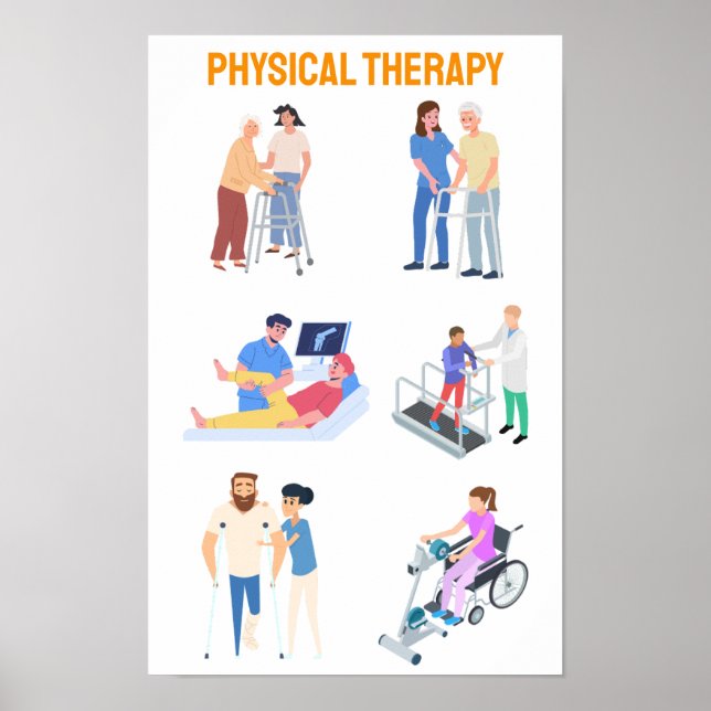 Póster Ilustraciones de Terapia Física - Rehabilitación (Frente)