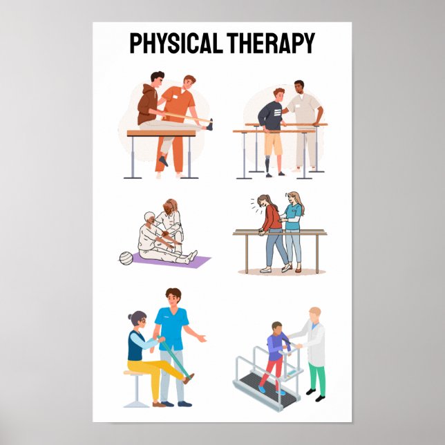 Póster Ilustraciones de Terapia Física - Rehabilitación (Frente)