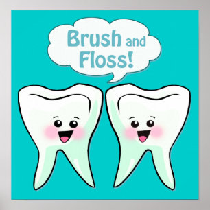 Póster Ilustraciones del dentista del cepillo y de la