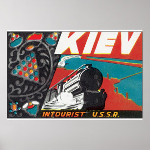 Póster Ilustraciones del poster del viaje de Kiev_Vintage