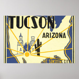 Póster Ilustraciones del poster del viaje de Tucson