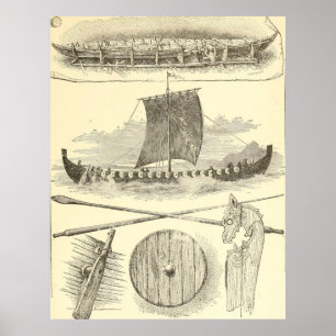 Póster Ilustraciones y ilustraciones de Vikingos del
