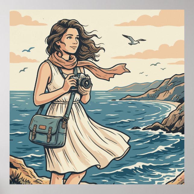 Póster Ilustrado de Fotografía de Viajes Costeros  (Frente)