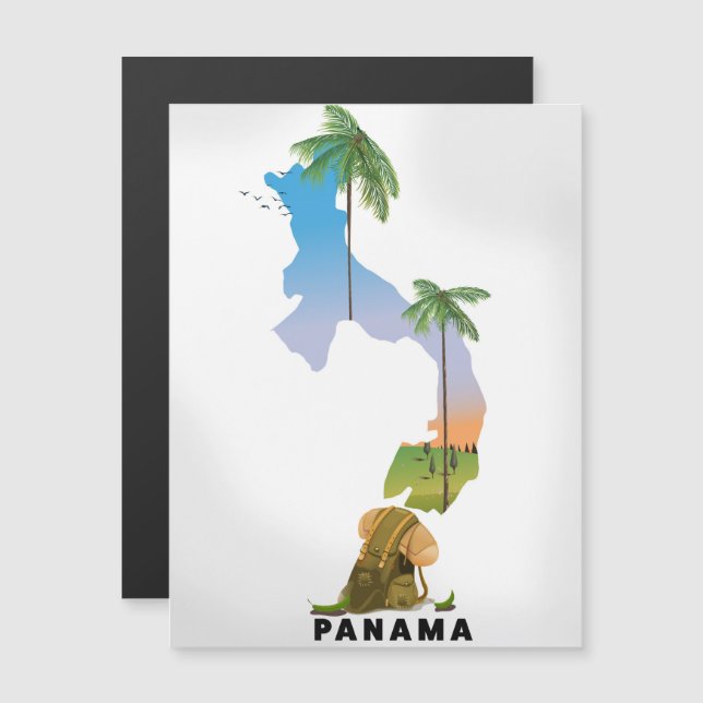 Póster ilustrado de mapa de Panamá. (Anverso/Reverso)