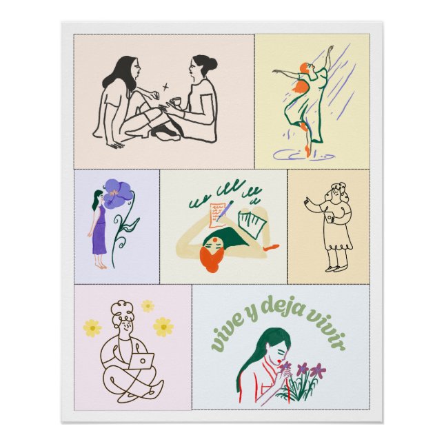 Poster ilustrado vida libre bienestar calma (Anverso)