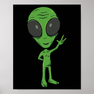 Póster ILY Alien ASL Hand Gesture Deaf Hearing Loss Consc