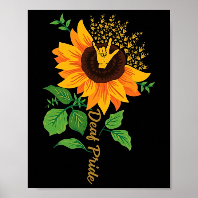 Póster ILY ASL Gesto Mano Gesto Sordo Sensibilización sob (Frente)