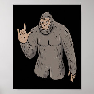 Póster ILY BIG Foot ASL Hand Gesture Deaf Hearing Loss Aw