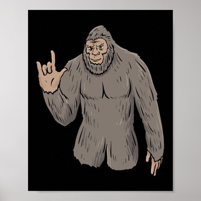 Póster ILY BIG Foot ASL Hand Gesture Deaf Hearing Loss Aw (Frente)