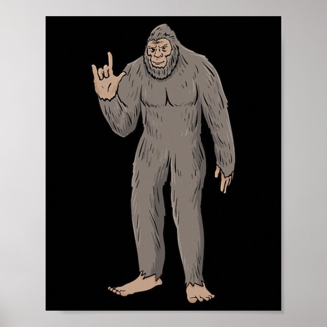 Póster ILY BIG Foot ASL Hand Gesture Deaf Hearing Loss Aw (Frente)