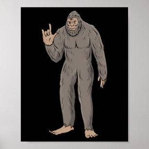Póster ILY BIG Foot ASL Hand Gesture Deaf Hearing Loss Aw