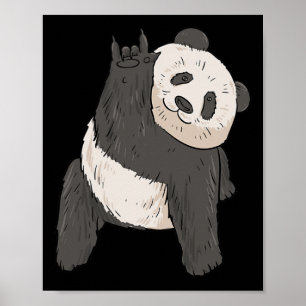 Póster ILY Panda ASL Hand Gesture Deaf Hearing Loss Consc