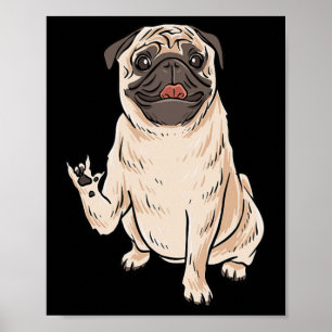 Póster ILY PUG DOG ASL Gesture Deaf Hearing Loss Awa