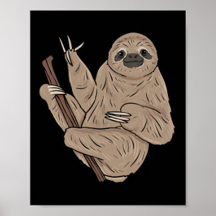 Póster ILY Sloth ASL Hand Gesture Deaf Hearing Loss Aware