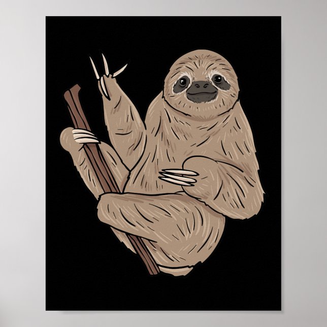 Póster ILY Sloth ASL Hand Gesture Deaf Hearing Loss Aware (Frente)