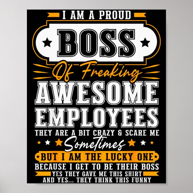 Póster I'm A Proud Boss Of Freaking Awesome Employees Fun (Frente)