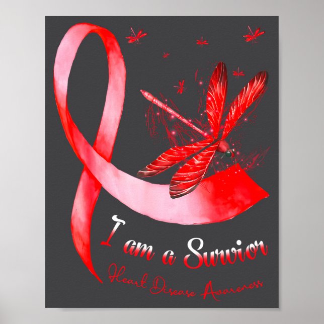 Póster I'm A Survivor Heart Disease Awareness Month Red R (Frente)