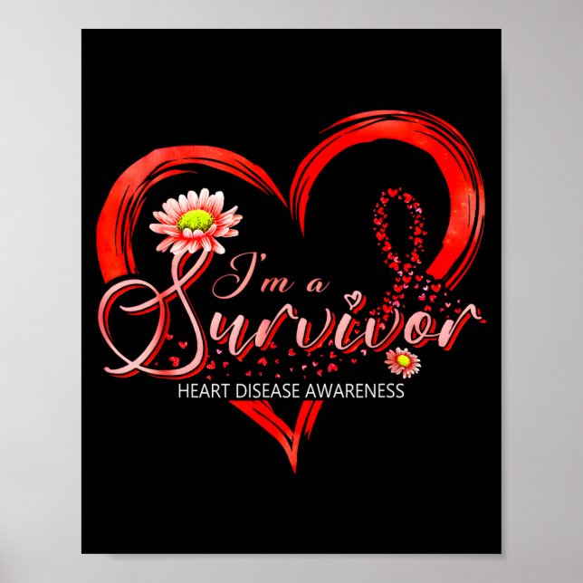 Póster Im A Survivor Heart Disease Awareness Month Red Ri (Frente)