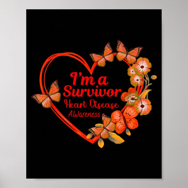 Póster I'm A Survivor Heart Disease Awareness Red Butterf (Frente)