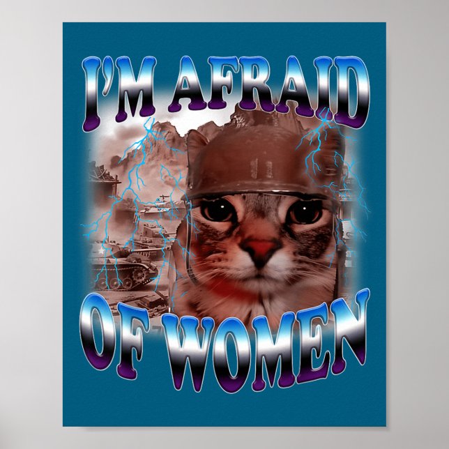 Póster I'm Afraid Of Women Funny Saying Humor Cat Meme  (Frente)