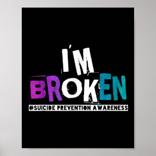 Póster Im Broken Verde azulado & Purple Ribbon Suicid