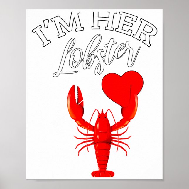 Póster Im Her Lobster Heart Couple Matching Gift Valentin (Frente)