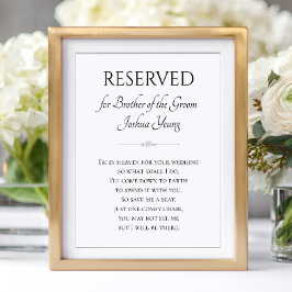 Póster I'm In Heaven For Wedding Brother Groom Memorial