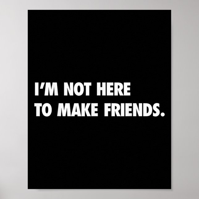 Póster I'm Not Here To Make Friends Humor Sarcastic Gift  (Frente)