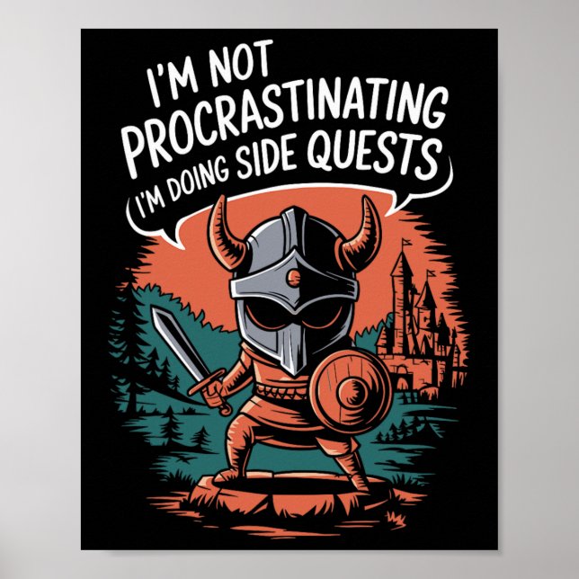Póster I'm Not Procrastinating Funny Side Quests Gamer 1  (Frente)