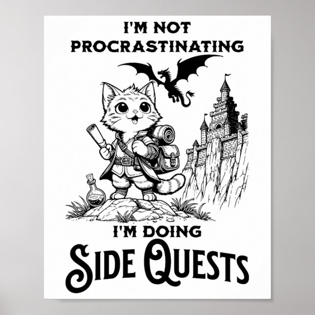 Póster I'm Not Procrastinating I'm Doing Side Quests Rpg  (Frente)