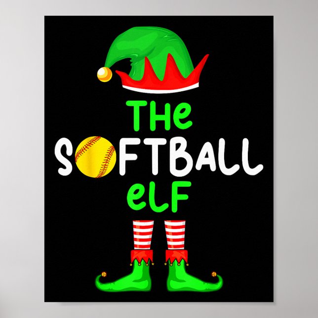 Póster I'm The Softball Elf Christmas Family Matching Paj (Frente)
