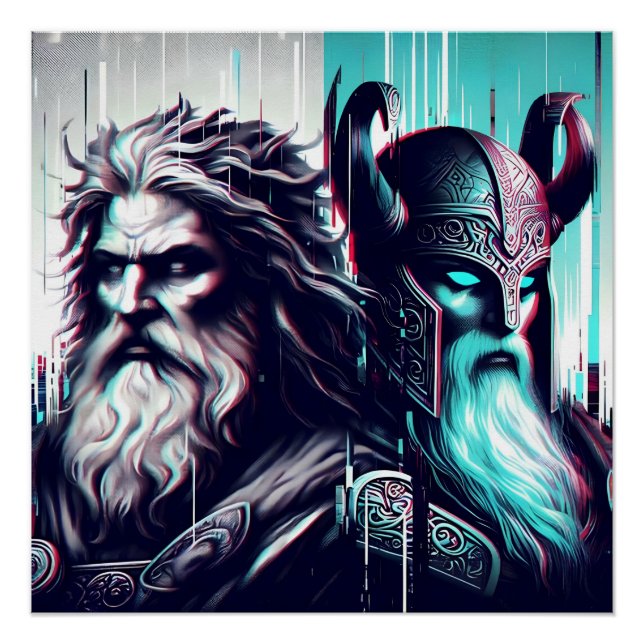 Póster  image of the gods zeus and odin togethe (Anverso)