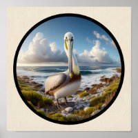 Imagen 3D circular de un hermoso pelícano pardo