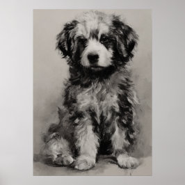 Póster Imagen Ai, Esbozo de carbón. Cachorro