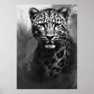 Póster Imagen Ai, Esbozo de carbón. Leopardo